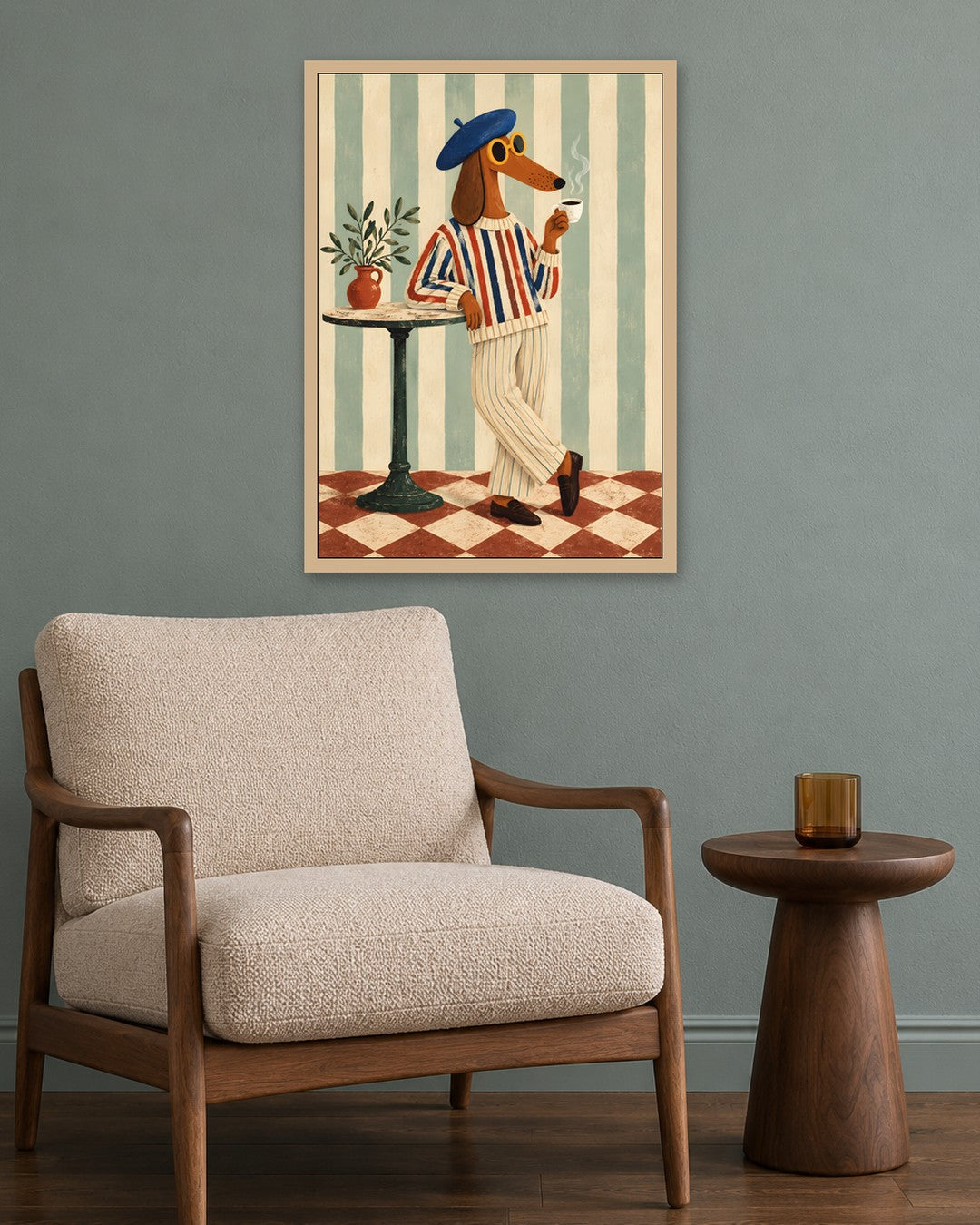 Paige Hilton - Petit Dejeuner - oak frame in a room