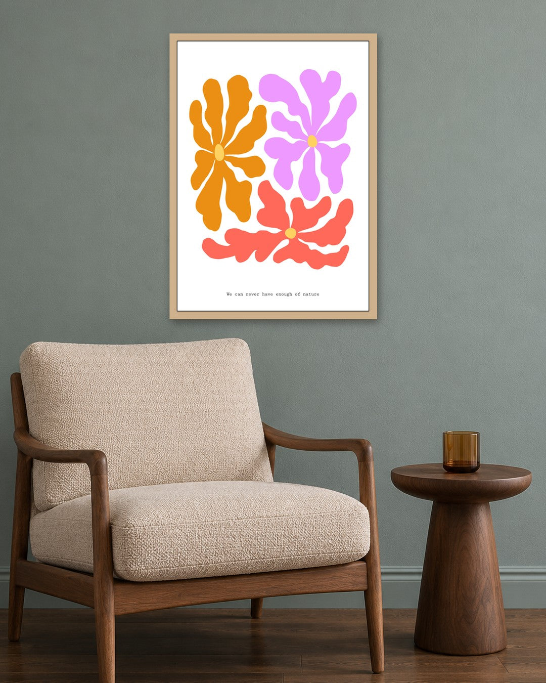 SENT Studio - Blooming Flowers Poster No. 43 - oak frame in a room