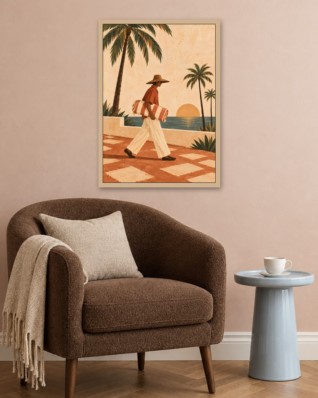 Paige Hilton - Beach Walk - oak frame in a room