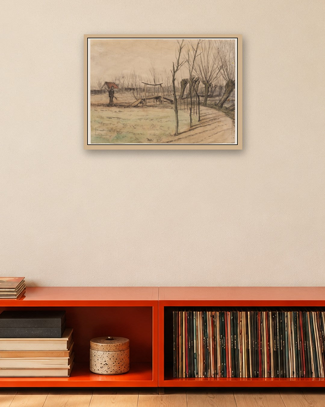 Piet Mondrian - Landscape at Loosduinen - oak frame in a room