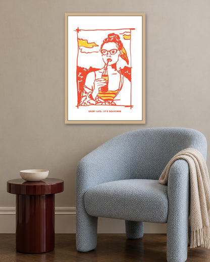 SENT Studio - Cravings Poster No. 60 - oak frame in a room