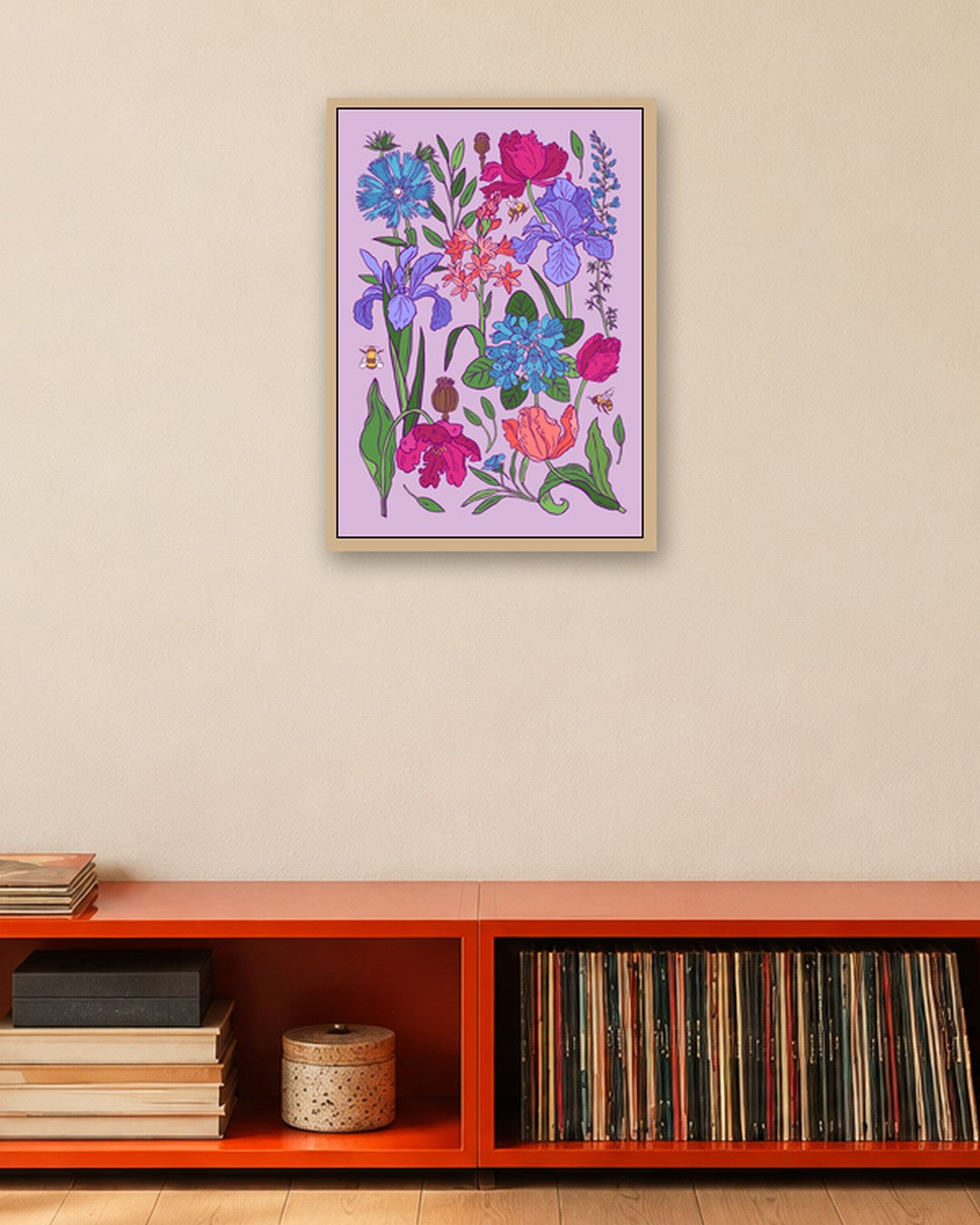 SENT Studio - Flower Poster No. 2 - oak frame in a room
