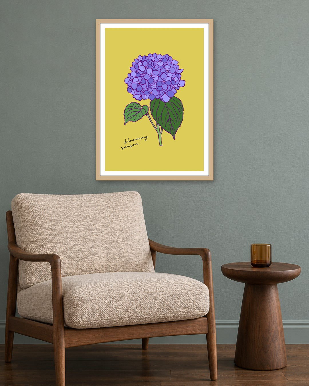 SENT Studio - Flower Poster No. 11 - oak frame in a room