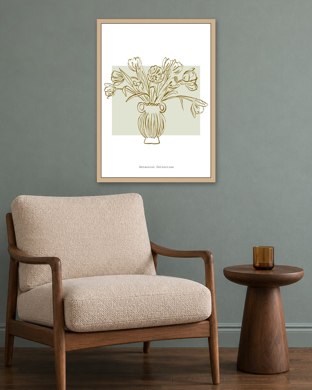 SENT Studio - Blooming Flowers Poster No. 16 - oak frame in a room