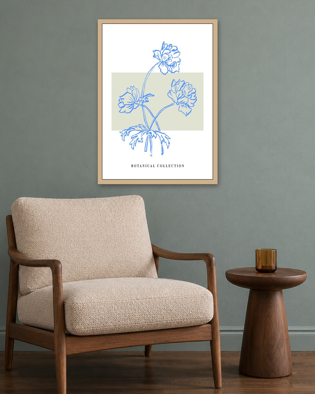 SENT Studio - Blooming Flowers Poster No. 51 - oak frame in a room
