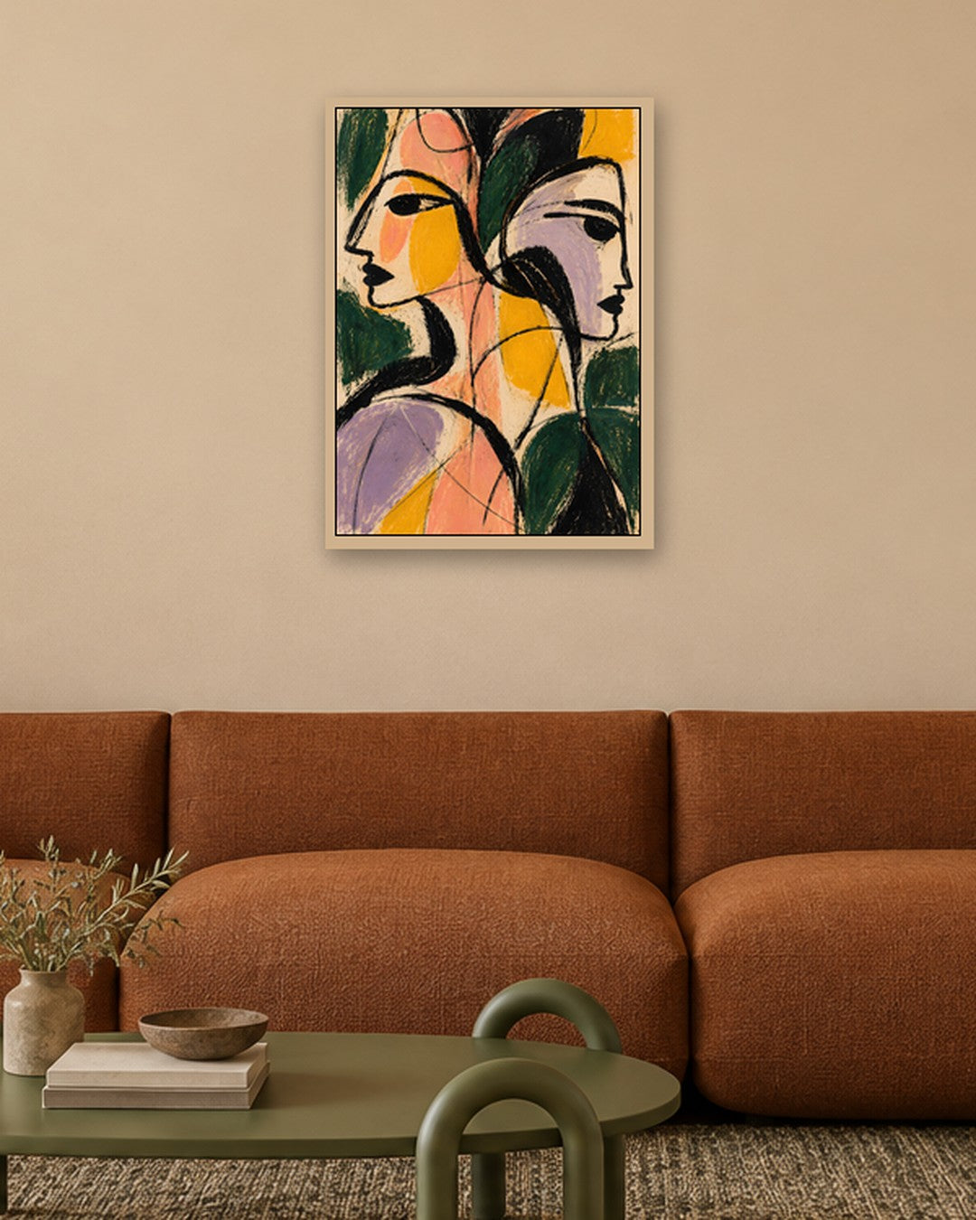 Faris Mcgee - A Detailed Close Up Abstract Expressionist Painti - oak frame in a room