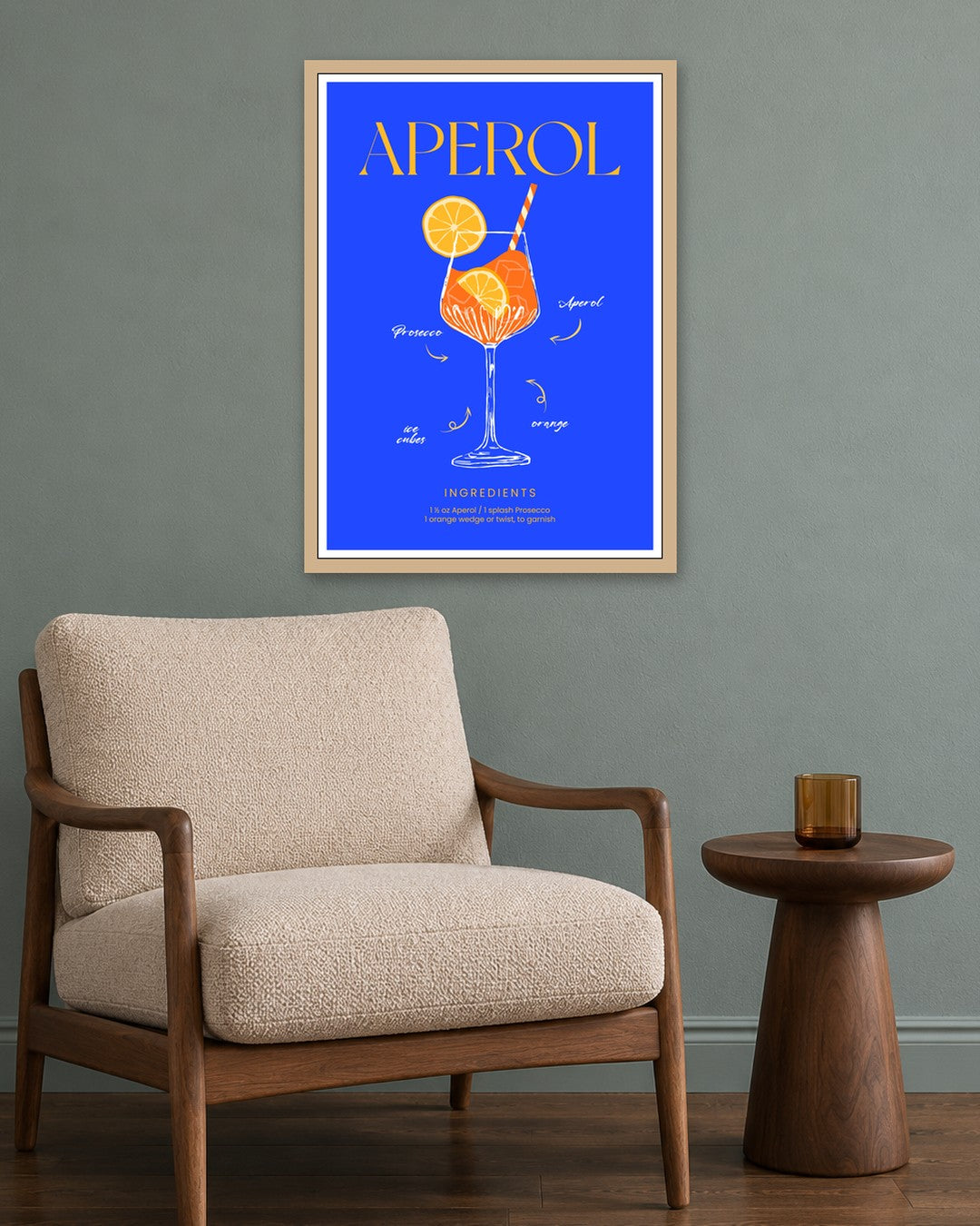 SENT Studio - Cocktail Poster No. 44 - oak frame in a room