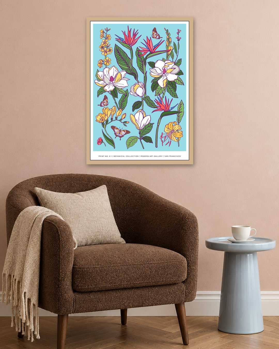 SENT Studio - Flower Poster No. 1 - oak frame in a room