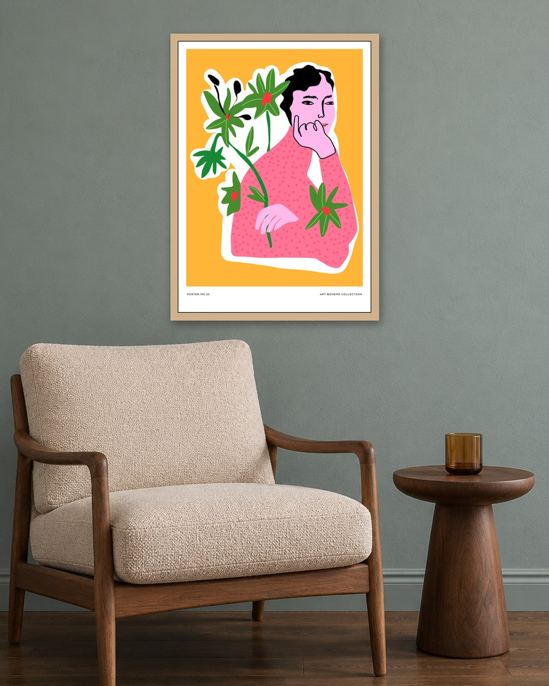 SENT Studio - Aesthetic Poster No. 25 - oak frame in a room