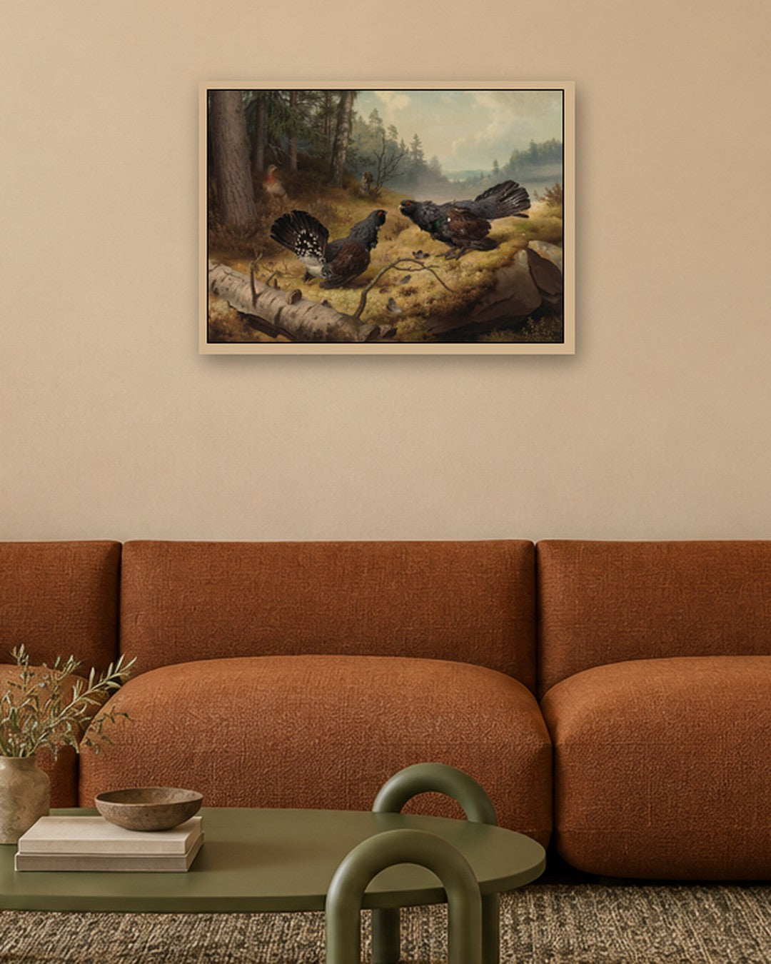 Ferdinand von Wright - Fighting Capercaillies - oak frame in a room