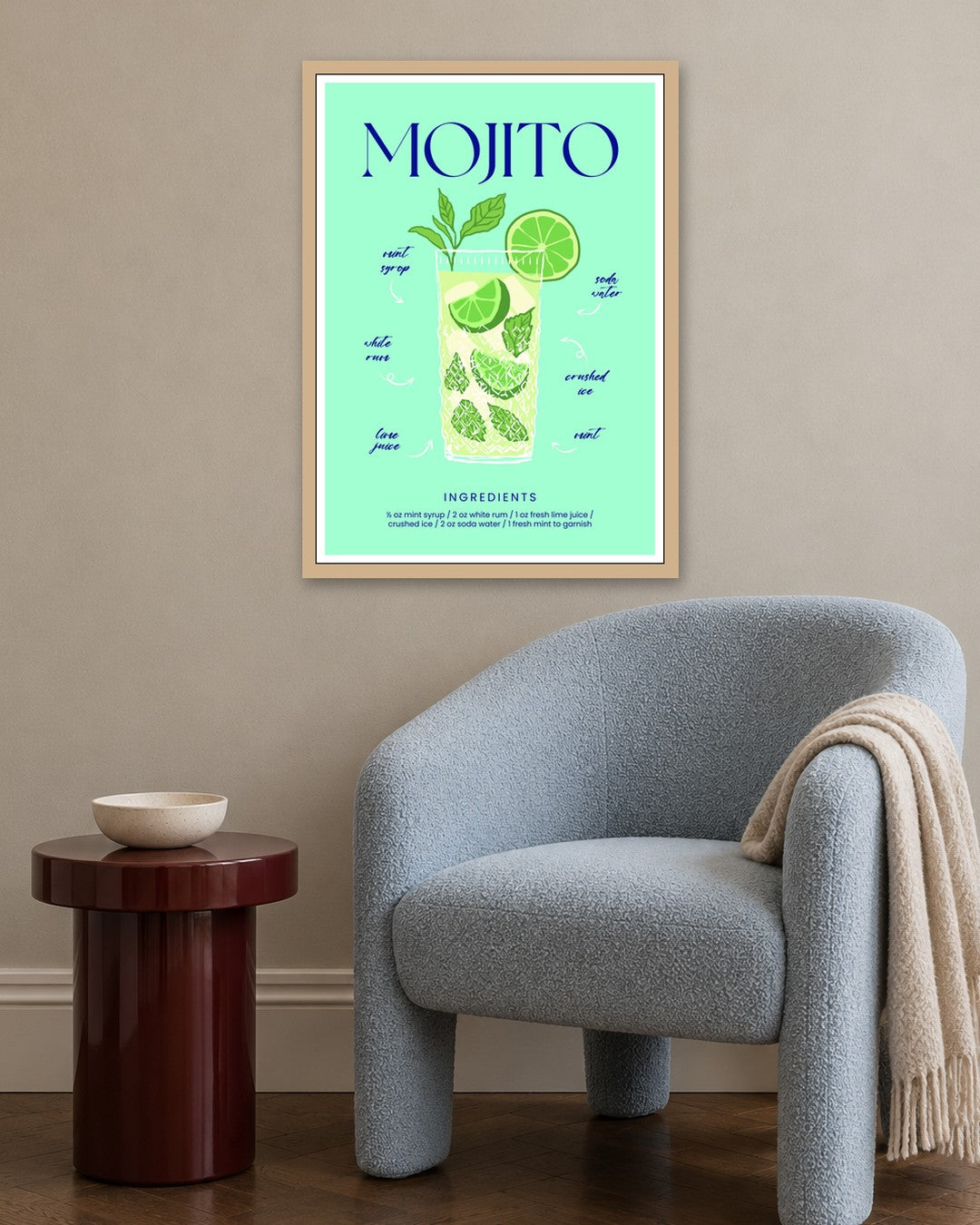 SENT Studio - Cocktail Poster No. 46 - oak frame in a room