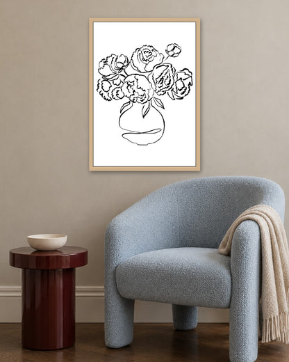 SENT Studio - Blooming Flowers Poster No. 22 - oak frame in a room