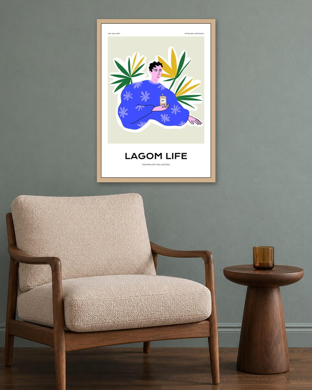 SENT Studio - Aesthetic Poster No. 47 - oak frame in a room