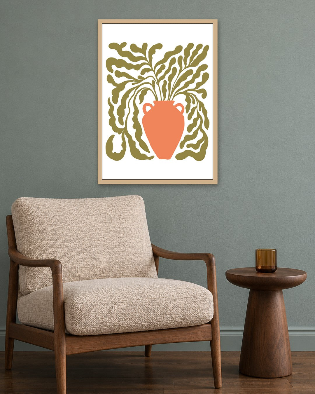SENT Studio - Blooming Flowers Poster No. 40 - oak frame in a room