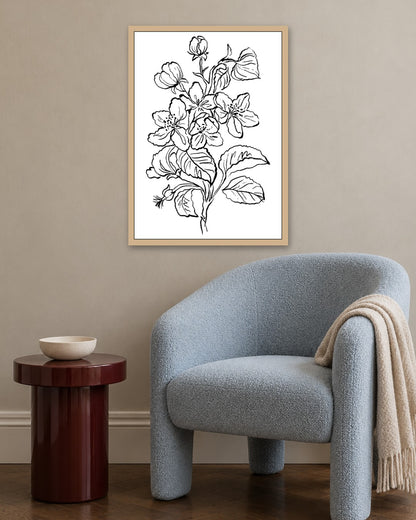 SENT Studio - Blooming Flowers Poster No. 24 - oak frame in a room