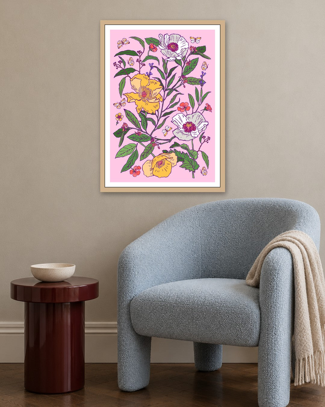 SENT Studio - Flower Poster No. 5 - oak frame in a room