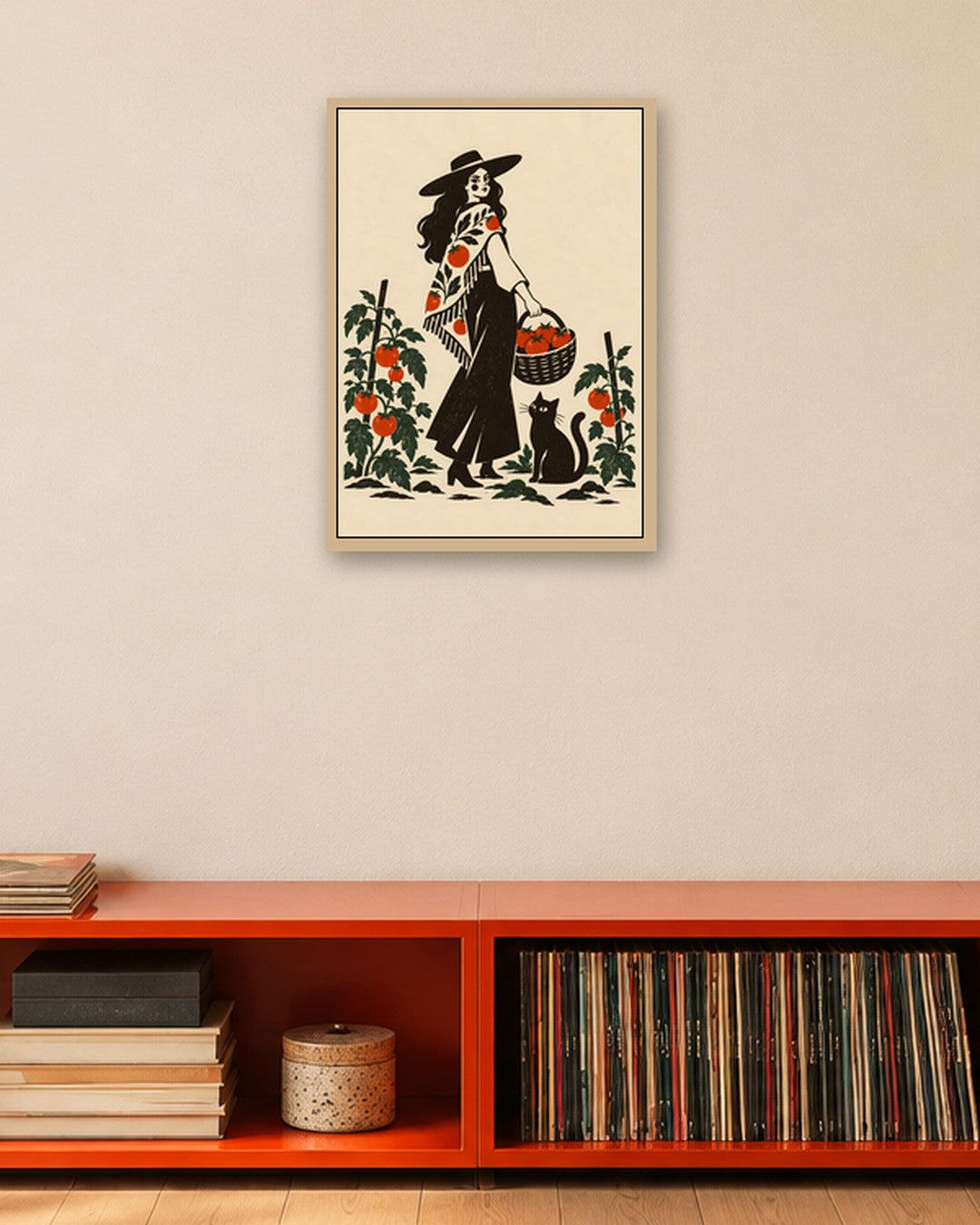 Elise Savoy - Tomato Garden - oak frame in a room