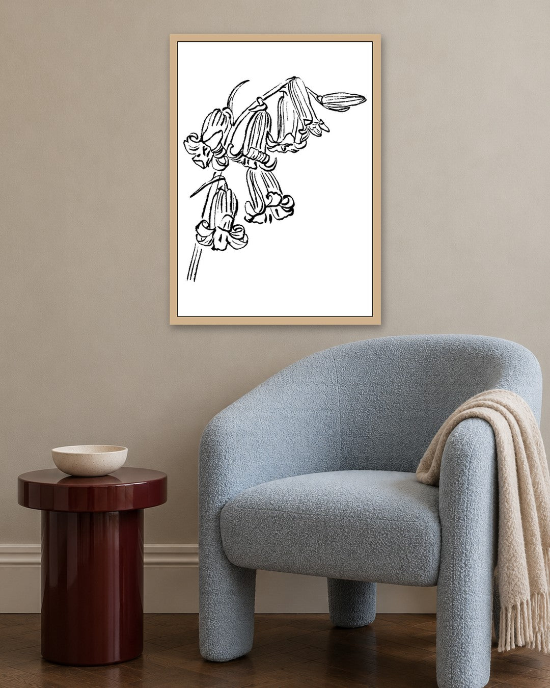 SENT Studio - Blooming Flowers Poster No. 34 - oak frame in a room