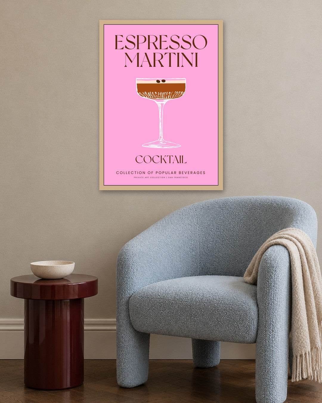 SENT Studio - Cocktail Poster No. 8 - oak frame in a room