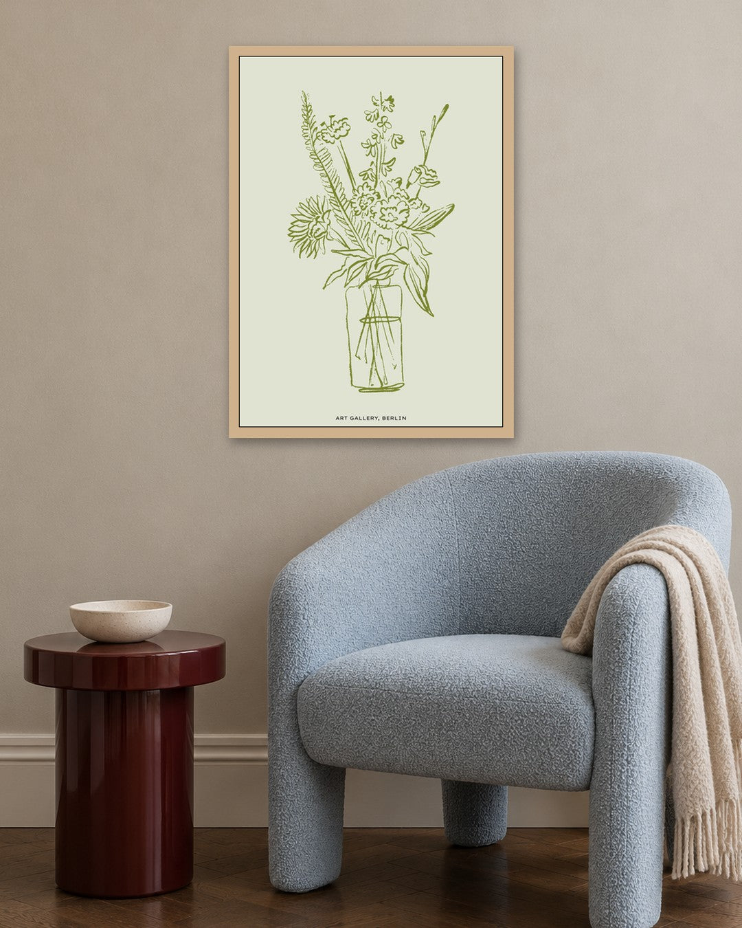 SENT Studio - Blooming Flowers Poster No. 5 - oak frame in a room