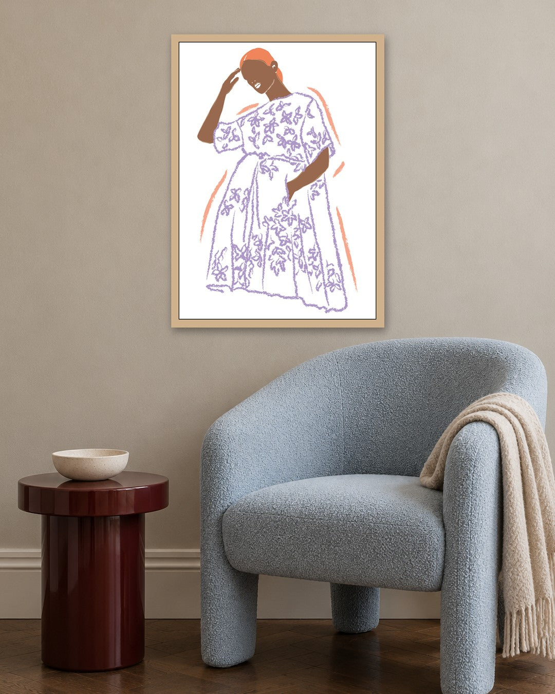 SENT Studio - Blooming Flowers Poster No. 60 - oak frame in a room