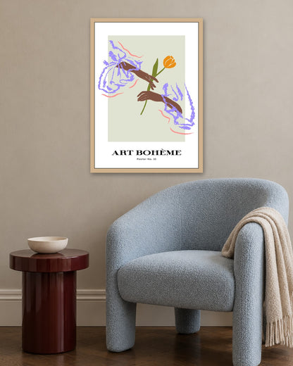 SENT Studio - Blooming Flowers Poster No. 10 - oak frame in a room