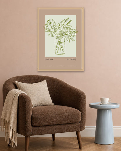SENT Studio - Blooming Flowers Poster No. 2 - oak frame in a room