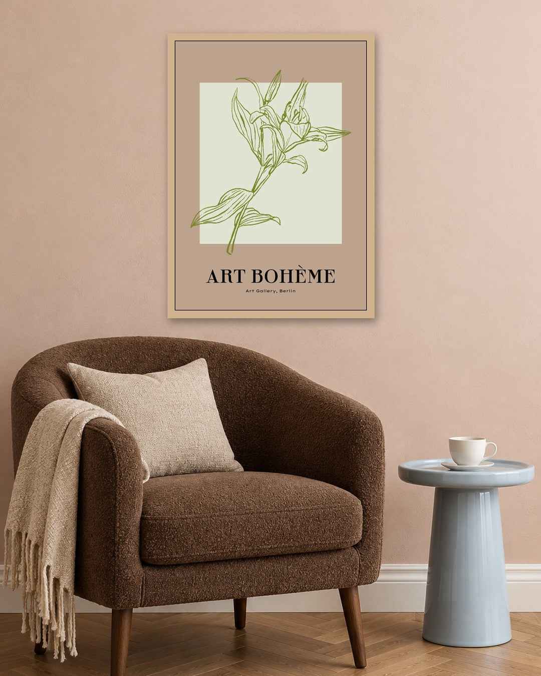 SENT Studio - Blooming Flowers Poster No. 13 - oak frame in a room