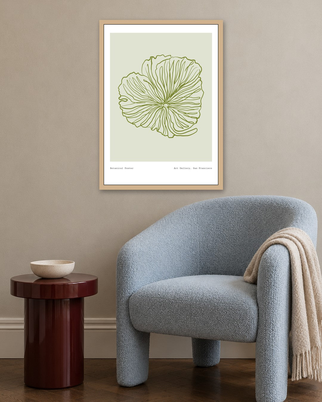 SENT Studio - Blooming Flowers Poster No. 50 - oak frame in a room