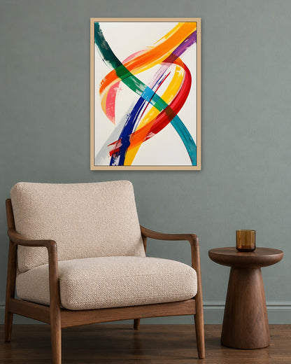 SENT Studio - Abstract Ribbons - oak frame in a room