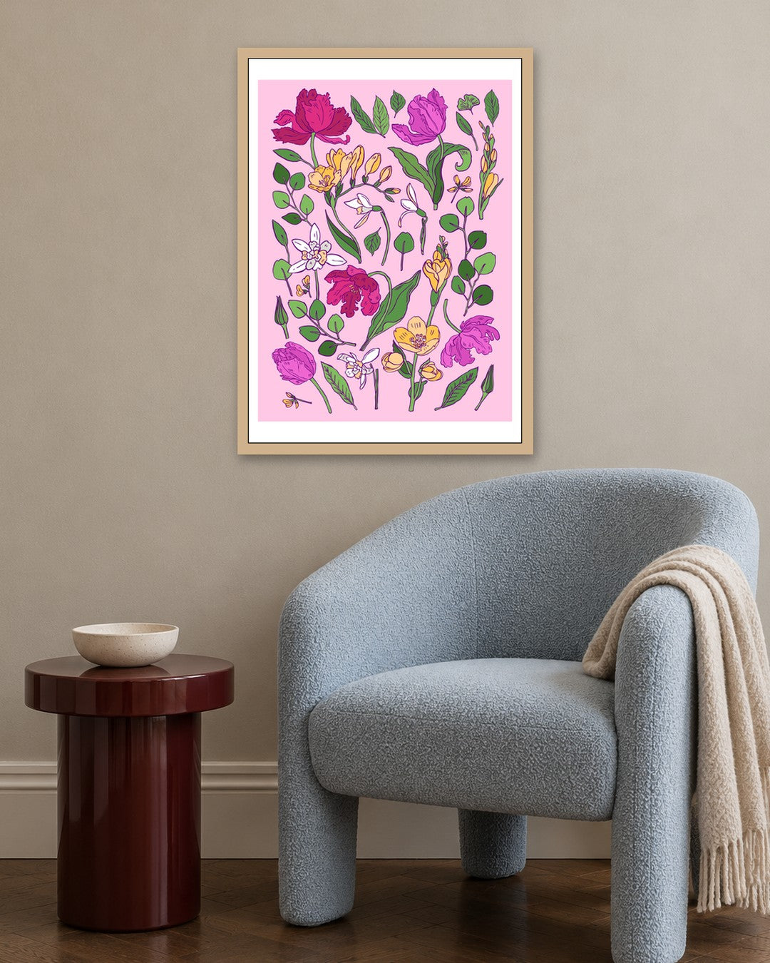 SENT Studio - Flower Poster No. 10 - oak frame in a room