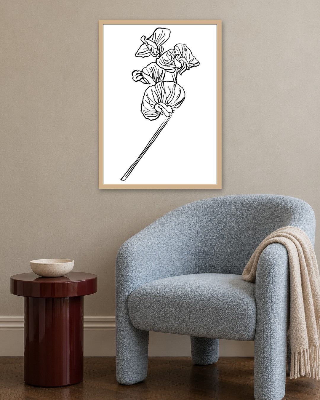 SENT Studio - Blooming Flowers Poster No. 27 - oak frame in a room