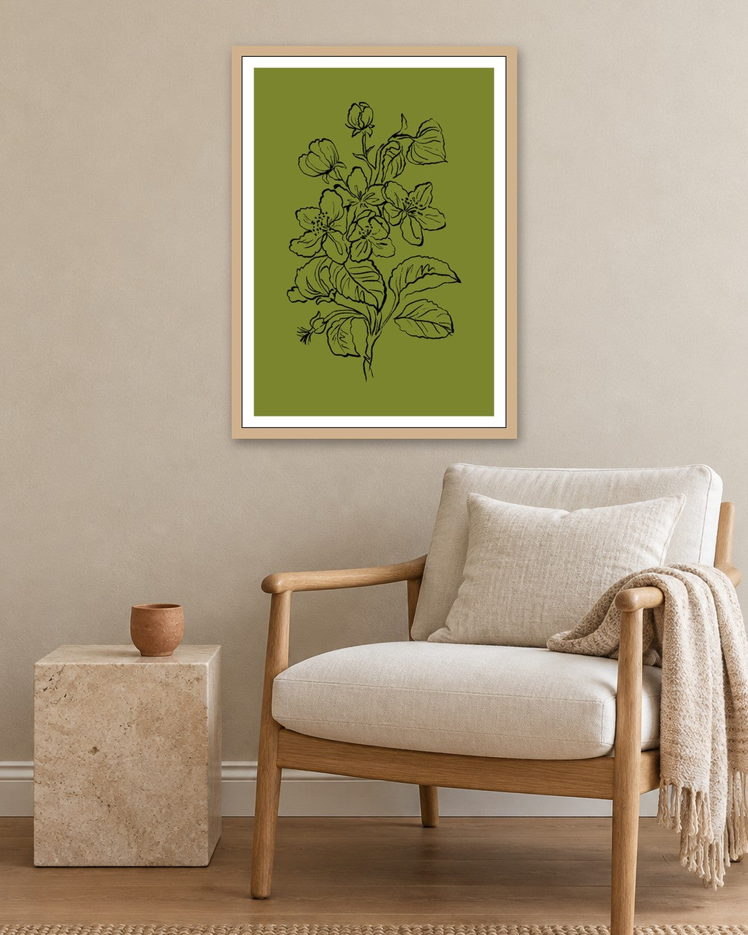 SENT Studio - Blooming Flowers Poster No. 24 - oak frame in a room