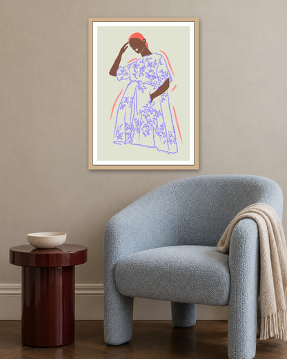 SENT Studio - Blooming Flowers Poster No. 22 - oak frame in a room