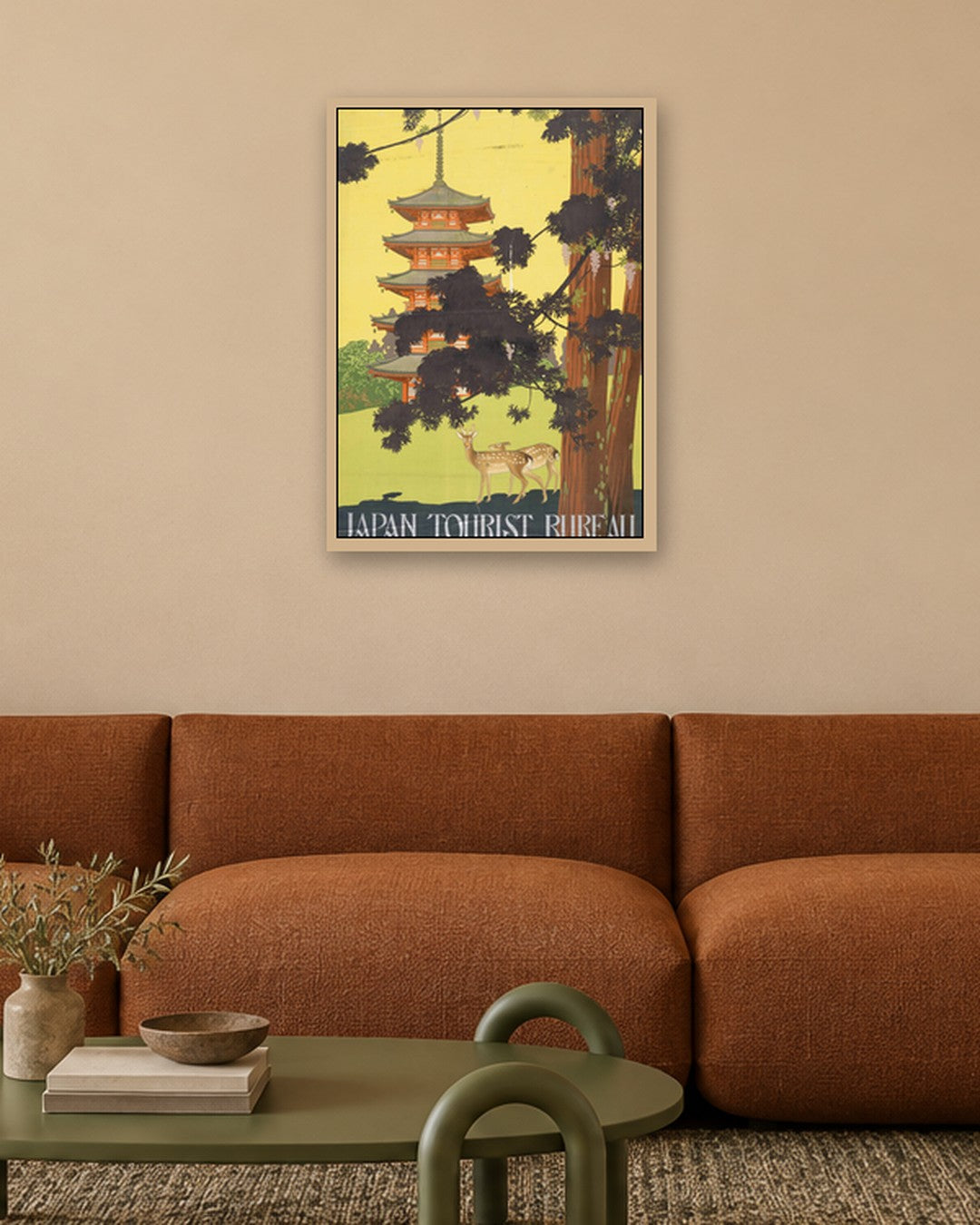 Japan Tourist Bureau - Five-Story Pagoda - oak frame in a room