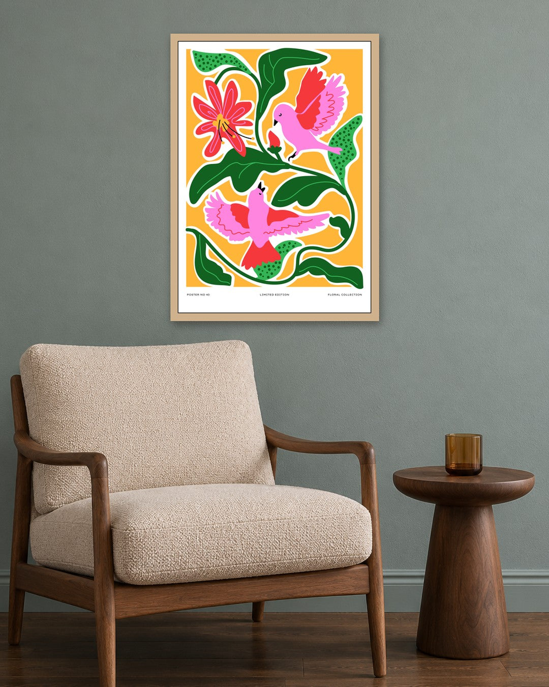 SENT Studio - Aesthetic Poster No. 40 - oak frame in a room