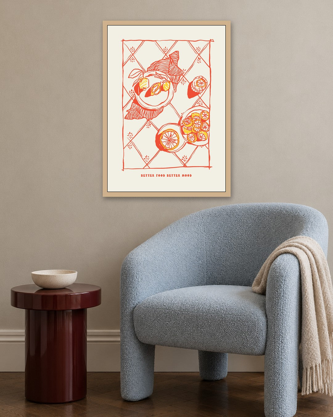 SENT Studio - Cravings Poster No. 44 - oak frame in a room