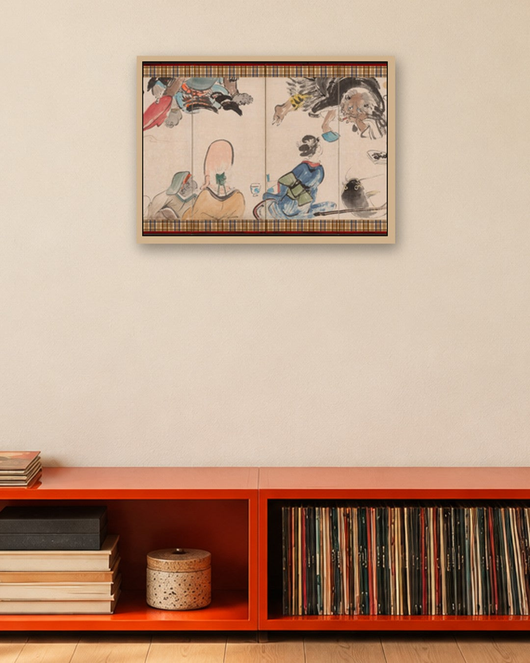 Shibata Zeshin - Gathering of Otsu-e Subjects - oak frame in a room
