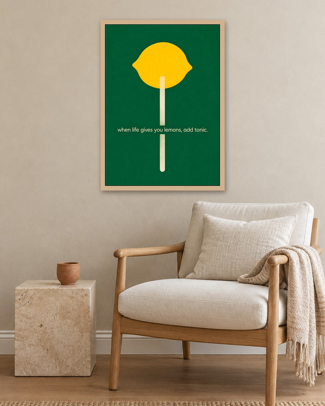 Felicity Hastings - Lemon Tonic - oak frame in a room