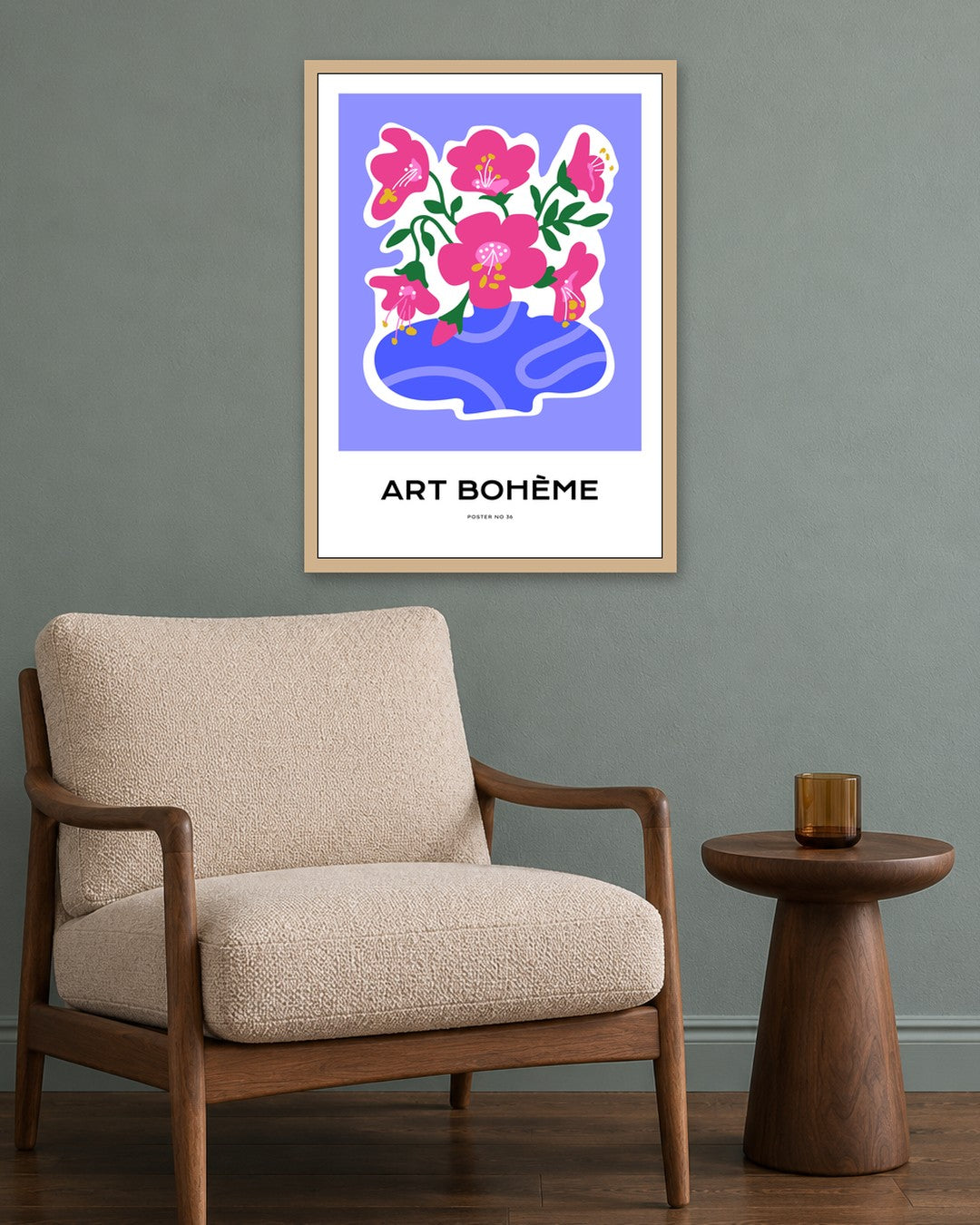 SENT Studio - Aesthetic Poster No. 36 - oak frame in a room