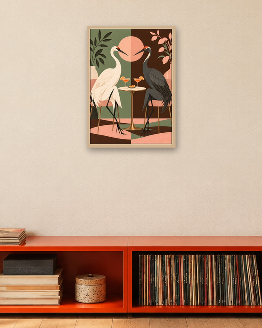 Elise Rowan - Cocktail Cranes - oak frame in a room