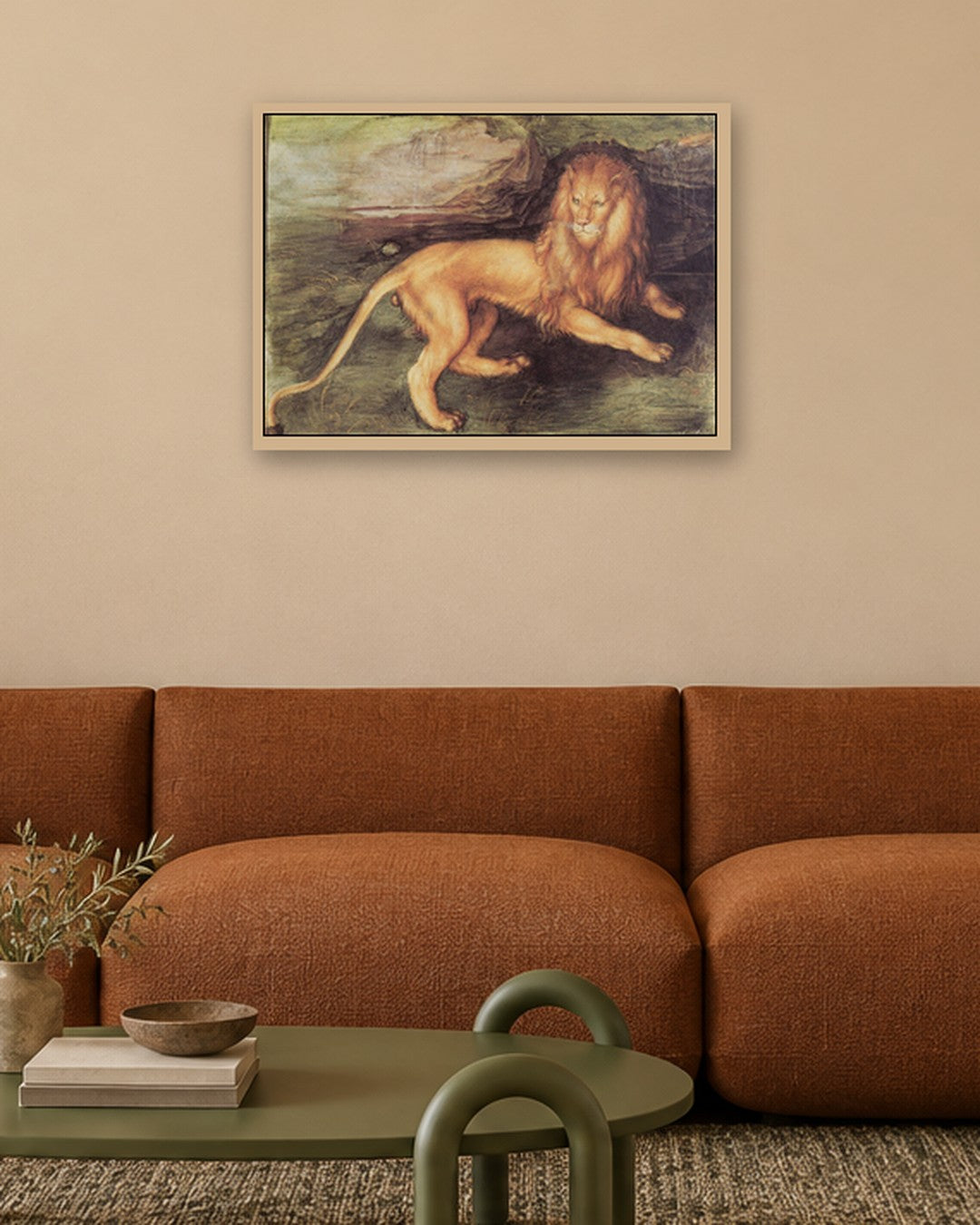 Albrecht Dürer - The Lion - oak frame in a room