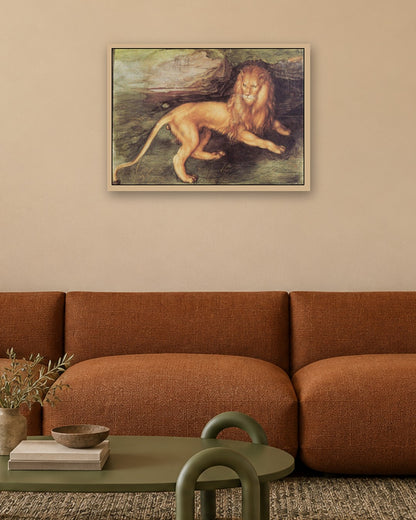 Albrecht Dürer - The Lion - oak frame in a room