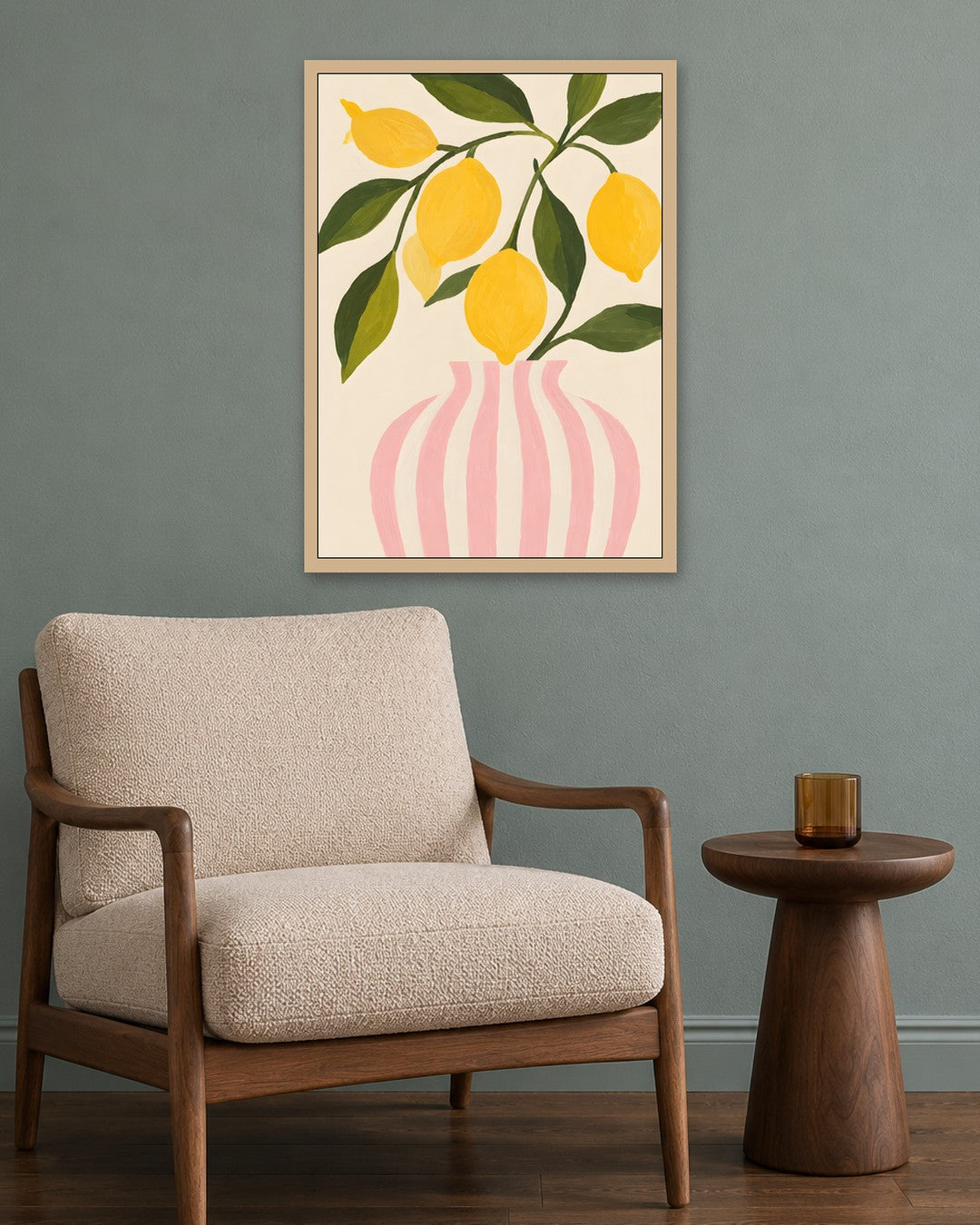 Ayla Heidenberg - Blush Lemon Vase - oak frame in a room