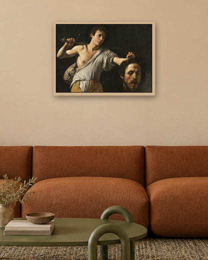 Renaissance Masters - David with the Head of Goliath - oak frame in a room