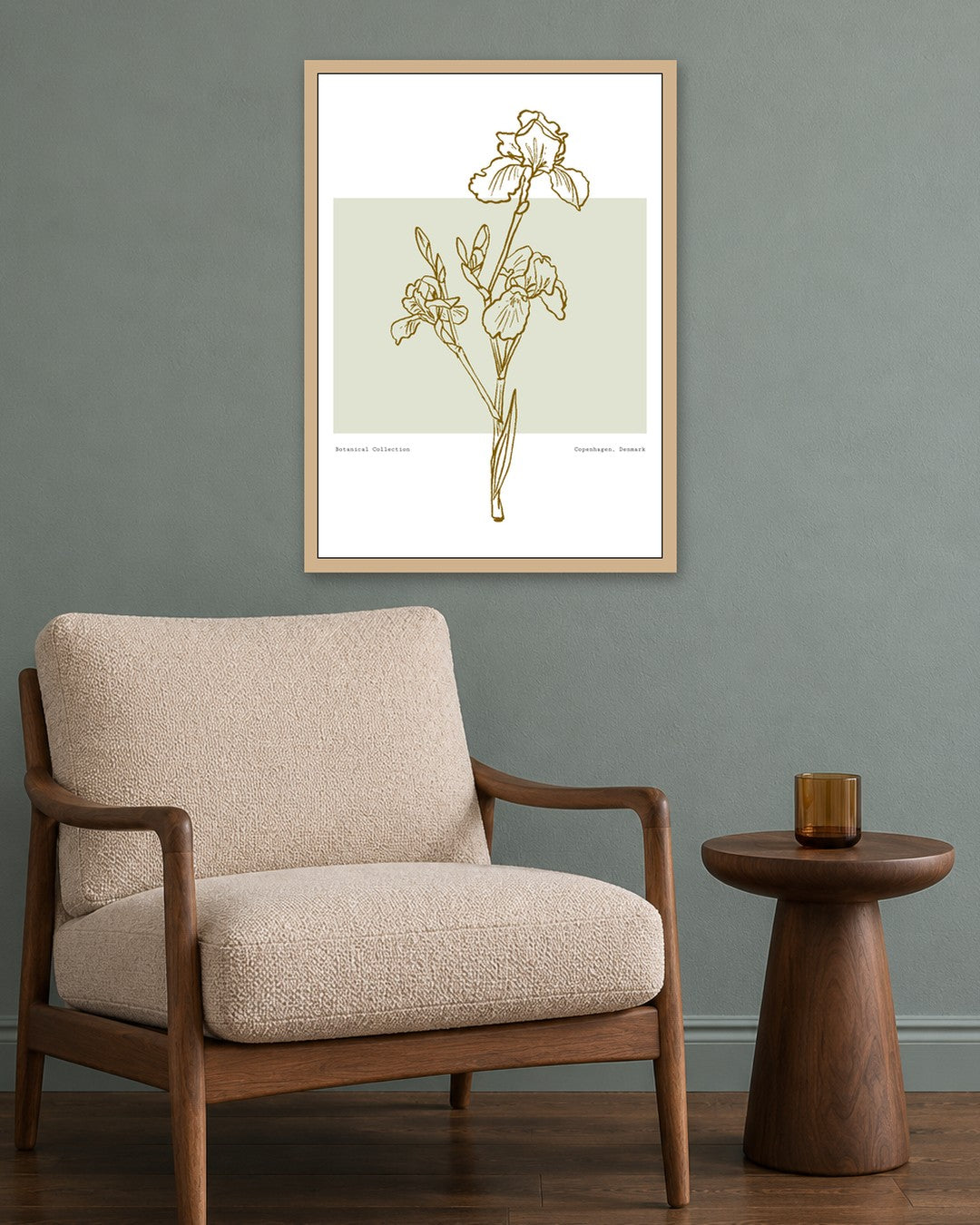 SENT Studio - Blooming Flowers Poster No. 54 - oak frame in a room