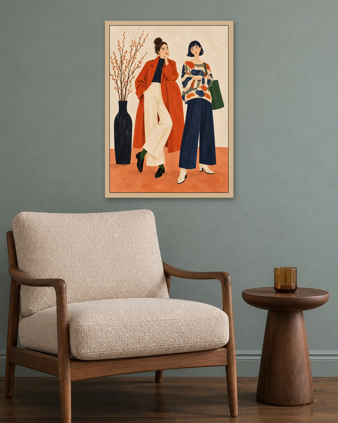 John Smart - Weekend Walkers - oak frame in a room