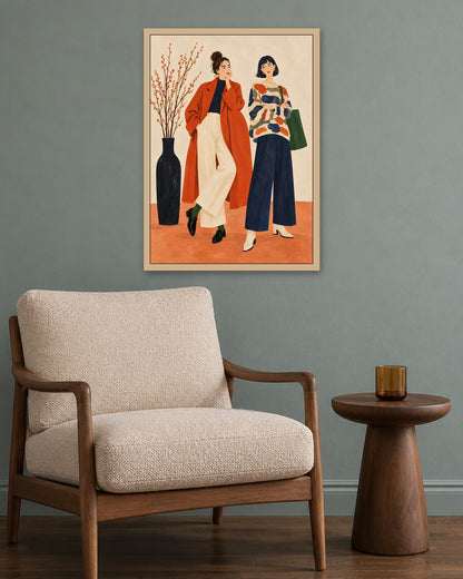 John Smart - Weekend Walkers - oak frame in a room