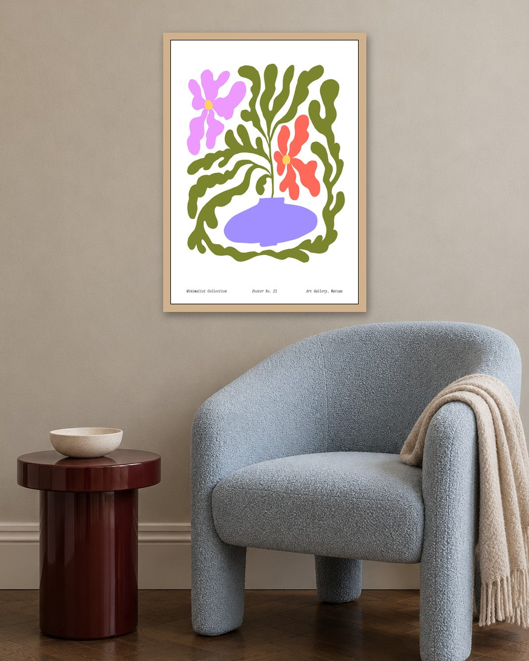 SENT Studio - Blooming Flowers Poster No. 21 - oak frame in a room