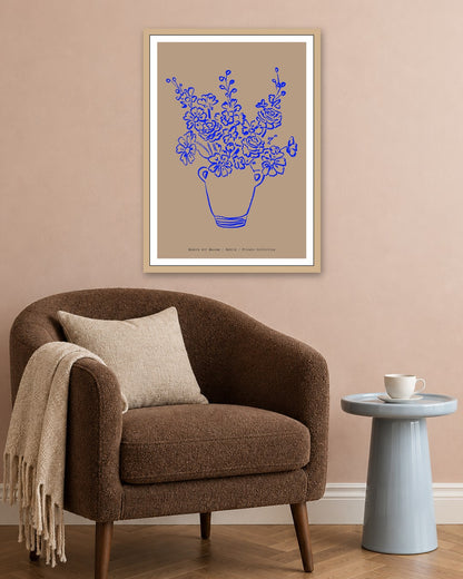 SENT Studio - Blooming Flowers Poster No. 48 - oak frame in a room